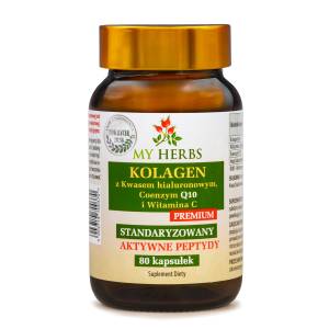 KOLAGEN AKTYWNE PEPTYDY PREMIUM Z KWASEM HIALURONOWYM, KOENZYMEM Q10 I WITAMINĄ C 80 KAPSUŁEK